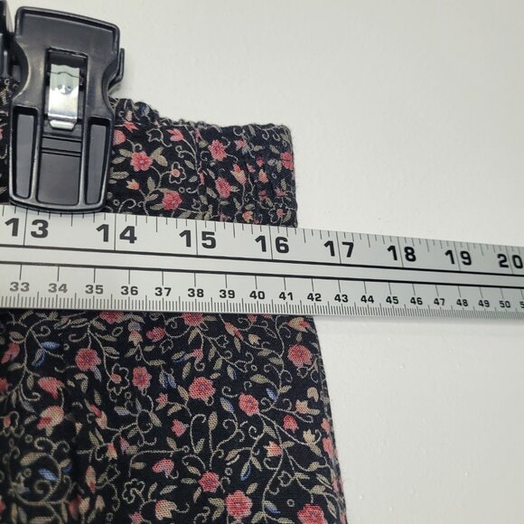 Vintage 90s y2k black pink ditsy floral moody witchy a line maxi skirt size 16 - Picture 5 of 6